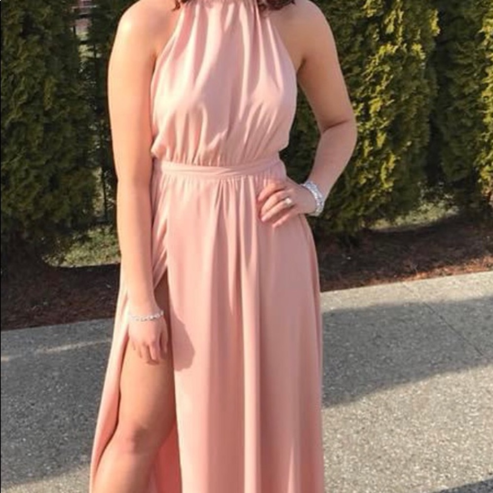 Peach/Pinkish Halter Open Back Dress